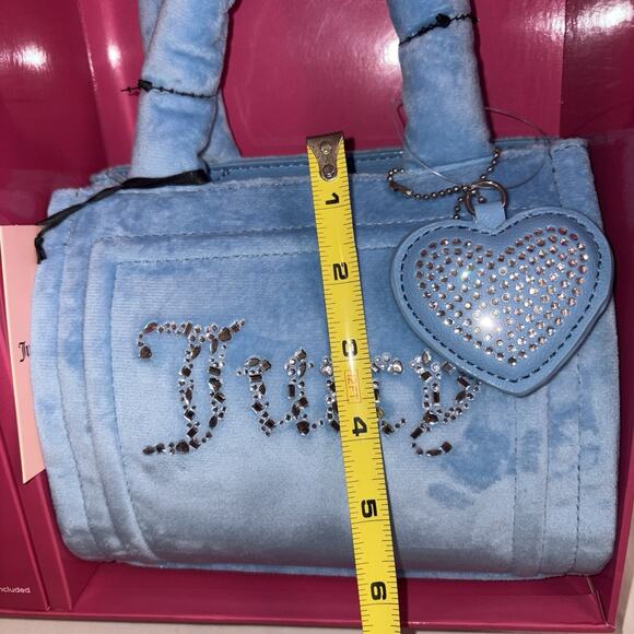 Juicy Couture Heart Dangle & Barrel Wrislet Coin Purse Gift Purse Baby Blue - Picture 7 of 7